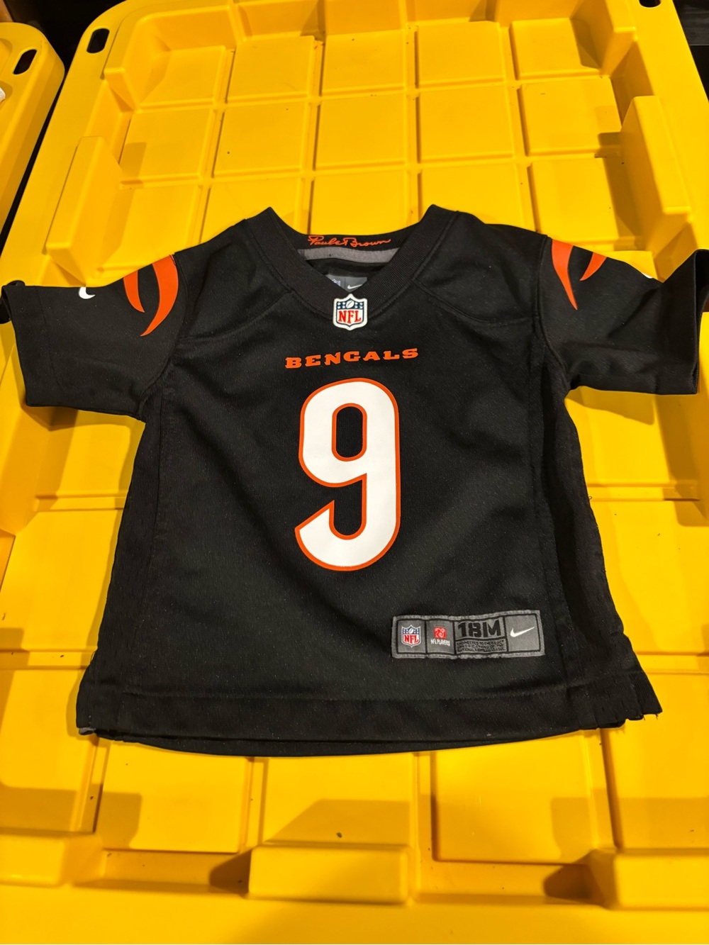 NFL Bengals Black & Orange Youth #9 Replica Jersey